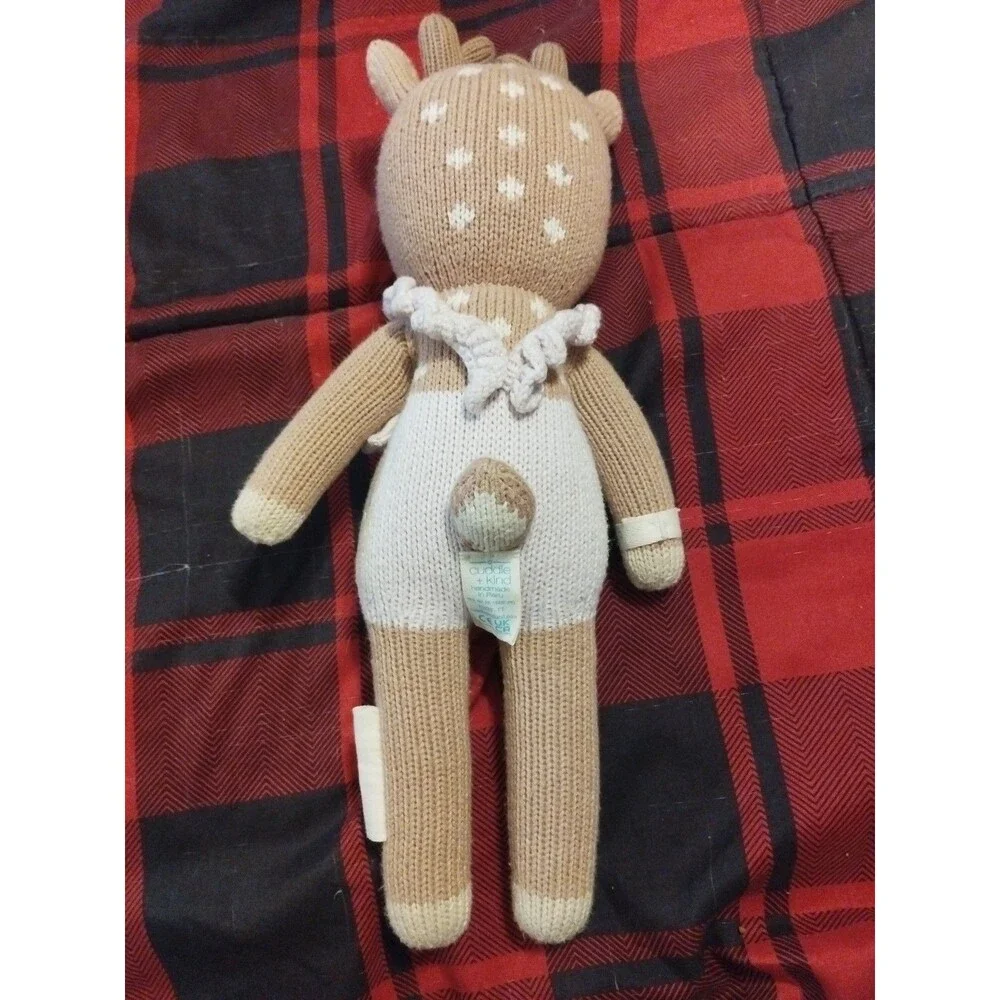 Cuddle and Kind Violet the Fawn Deer Plush Doll Handmade Knit Stuffed Animal